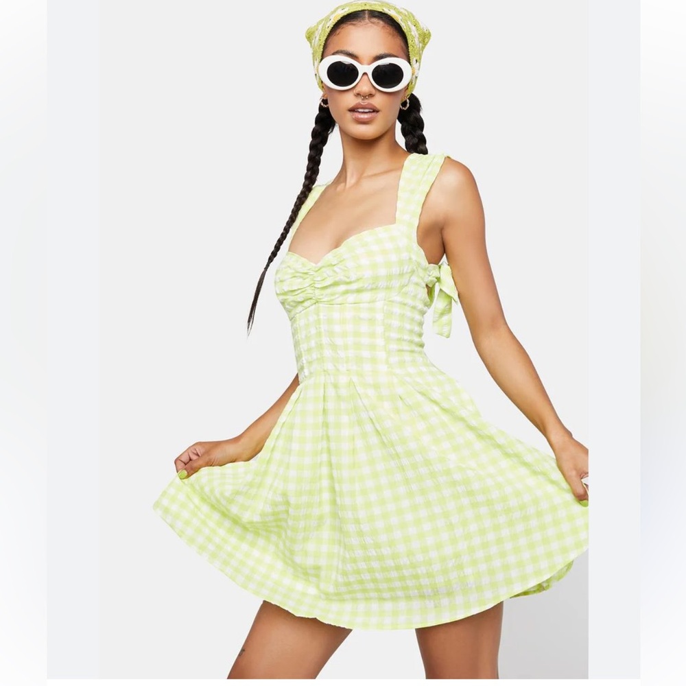 NWOT For Love & Lemons August Gingham Mini Dress, size XL